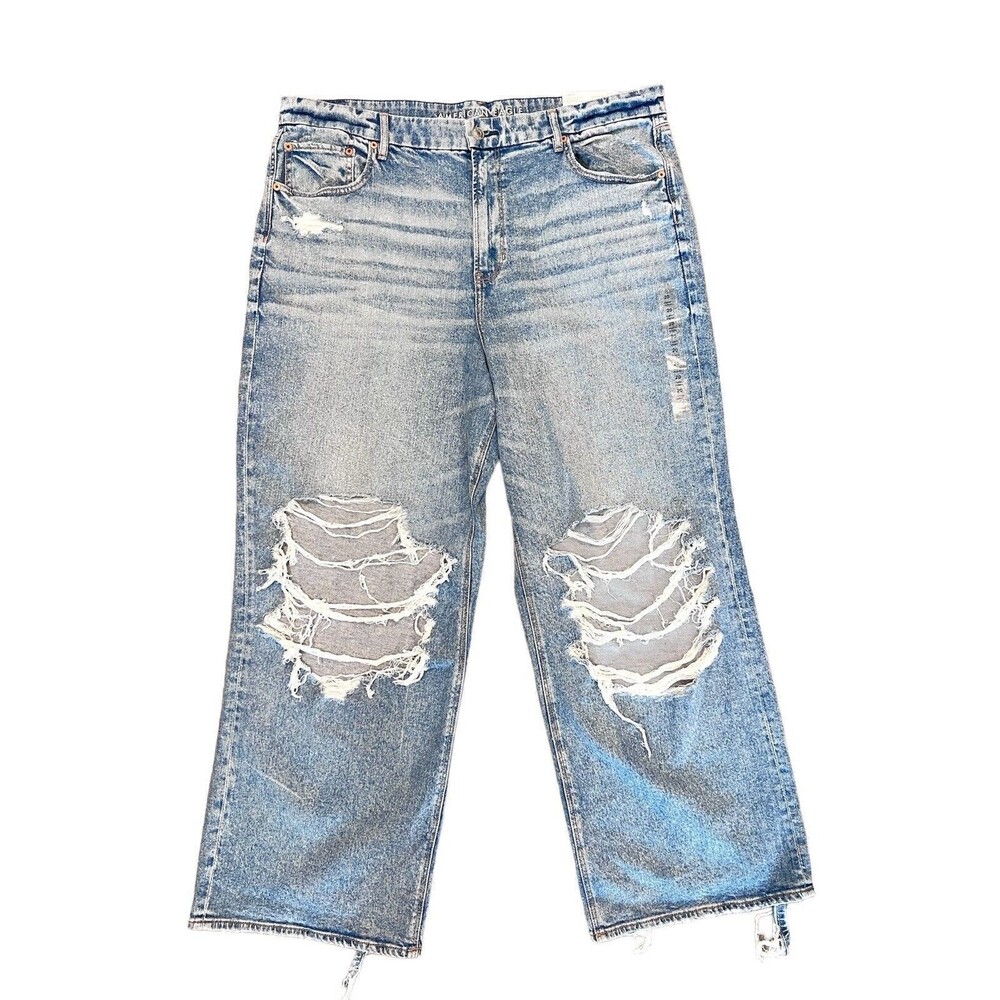 American Eagle Outfitters Women’s Curvy Super High-Rise Baggy Straight Jeans 20